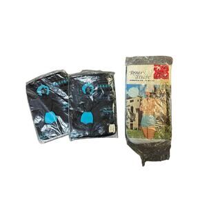 VTG Briefs 70's Blue Swan + Roman Stripe Sz 4-8 Panty Black Blue 3 Pk Deadstock